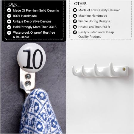 Number Ceramic Hooks -10